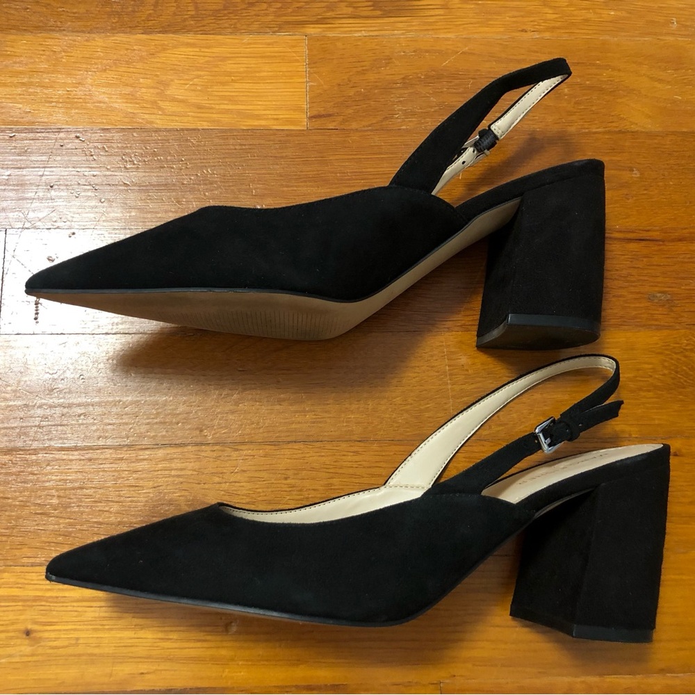Marc Fisher Black Pointed-Toe Slingback Heels - Picture 2 of 5